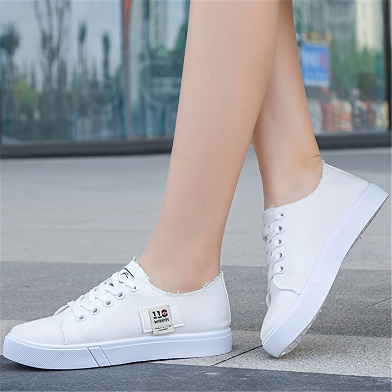 Women's Classic Canvas Shoes, Casual Lace Up Outdoor Shoes, Comfortable Low Top Sneakers