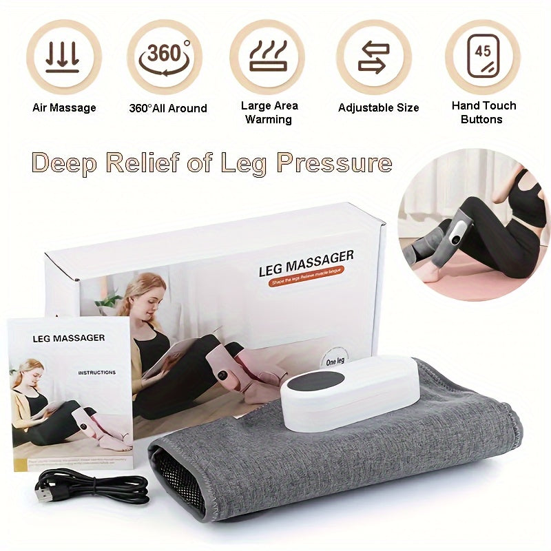 1pcs/2pcs leg massager for circular calf press, air compression massager, leg massager with heat, 3 intensities, 3 heat levels, easy to use, for feet, legs, thighs and knees, cordless leg massager.