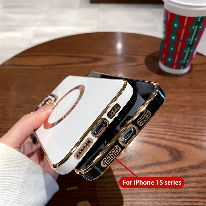 Candy Color Magnetic Wireless Charging Phone Case Compatible with iPhone 11/12/13/14/15 Pro Max Plus, Luxury TPU Shockproof Soft Cover with Magsafe and Lens Protection