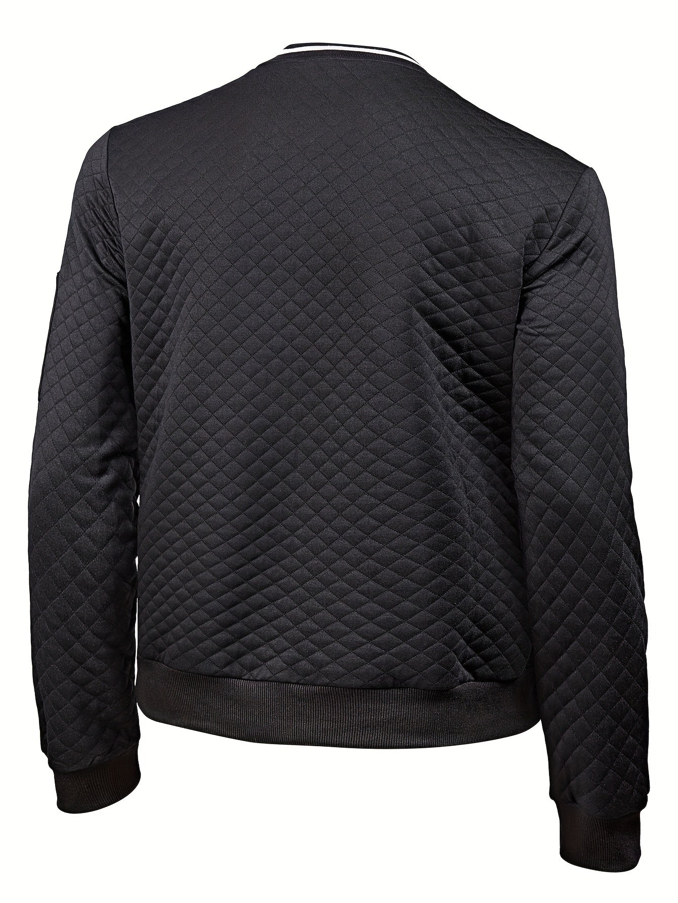 Men's Rhombus Textured Baseball Jacket, Casual Stylish Coat Spring And Autumn Outdoor Clothes