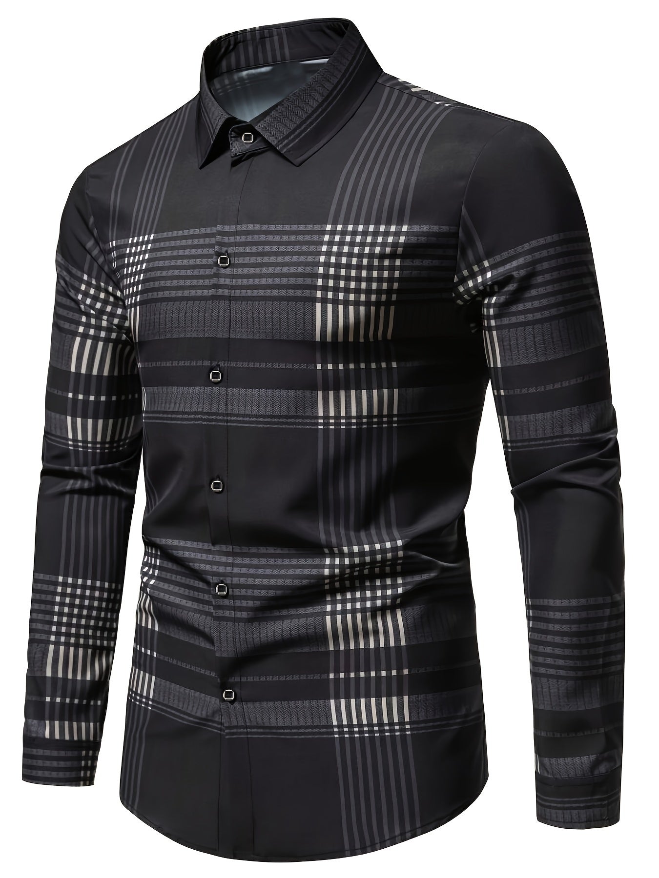 Men's Plaid Print Long Sleeve Shirt For Spring And Fall, Casual Comfy Shirt As Gift