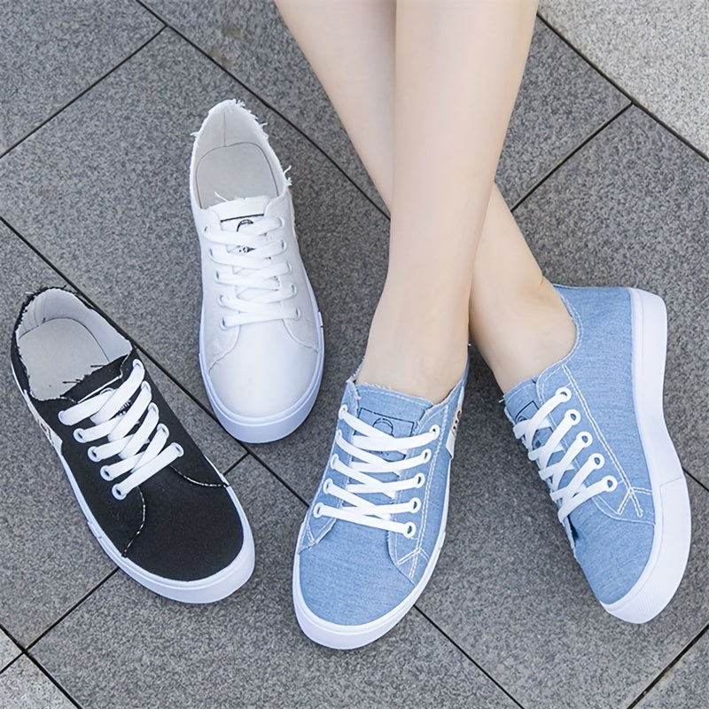 Women's Classic Canvas Shoes, Casual Lace Up Outdoor Shoes, Comfortable Low Top Sneakers