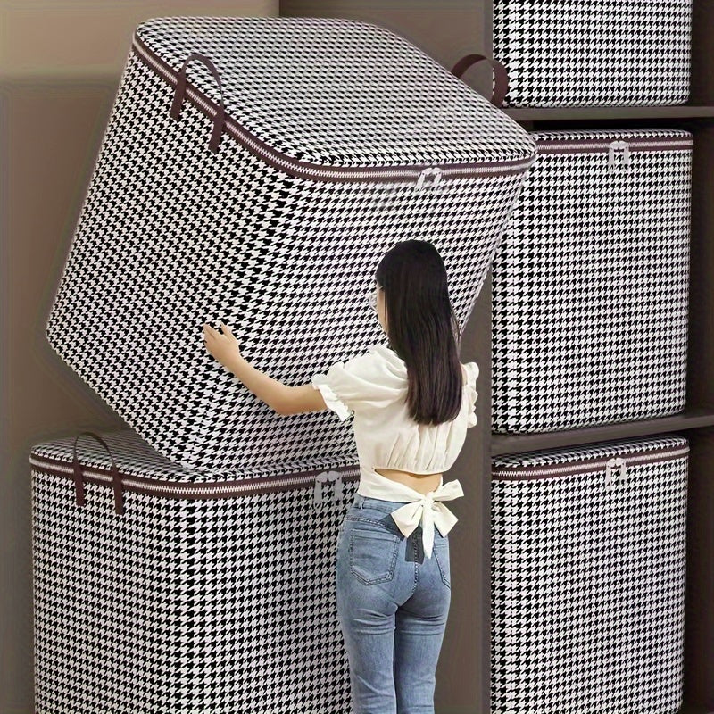 Houndstooth Storage Boxes, Clothes Blanket Storage Bags, Storage Containers With Handles, Closet Organizers