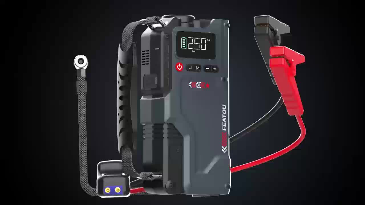 Jump Starter With Air Compressor, 5 In 1 Function Jump Box 5000A Peak 150PSI Jump Starter Battery Pack With Digital Tire Inflator, Car Battery Charger Portable For 10.L Gas Or 2.38gal Diesel QC18W Fast Charging USB Output, LE