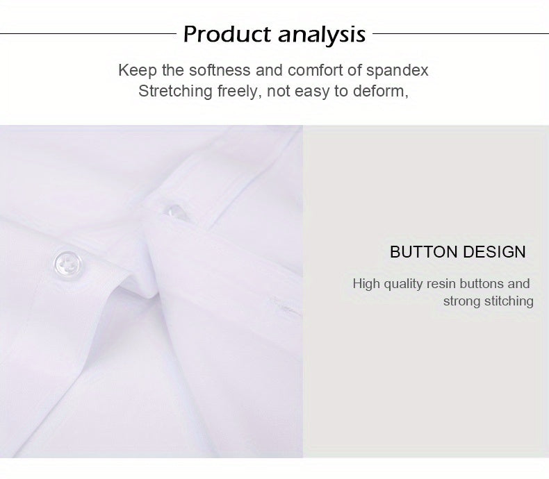 Men's Formal Classic Design Button Up Shirt With Chest Pocket, Male Clothes For Spring And Fall Business Occasion