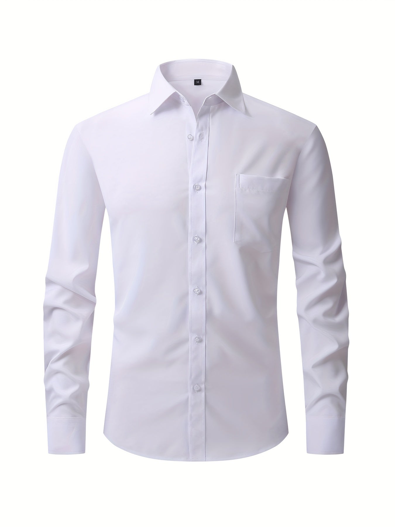 Men's Formal Classic Design Button Up Shirt With Chest Pocket, Male Clothes For Spring And Fall Business Occasion