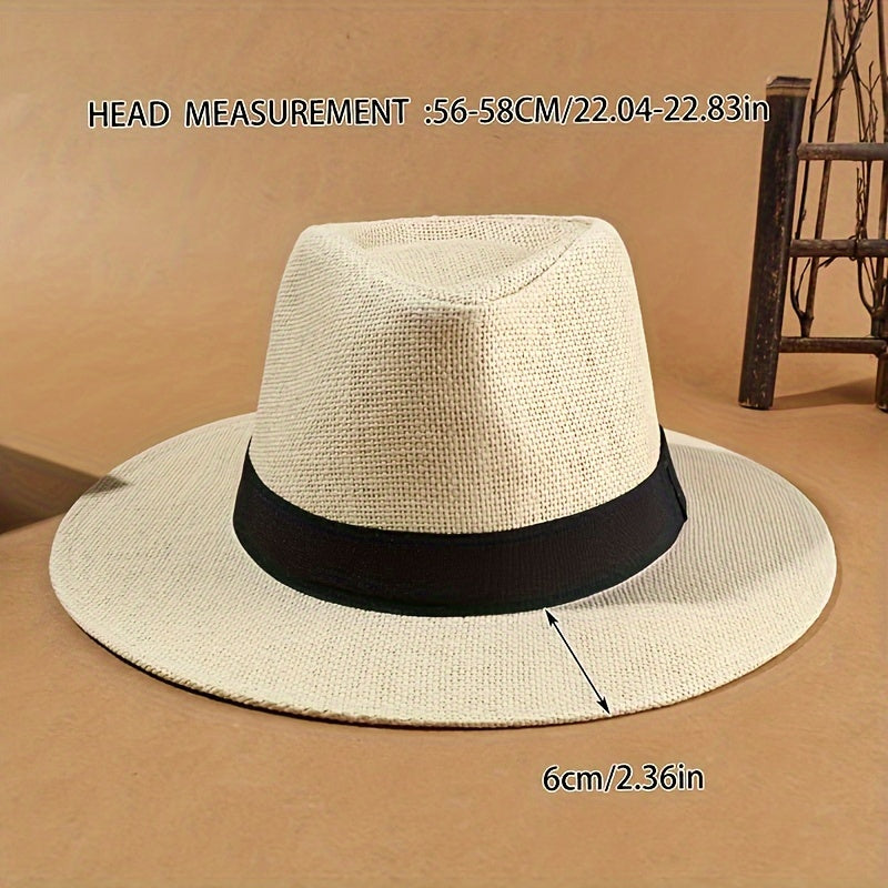 Elegant Paper Straw Hat Set: 4 Pieces of Hook Knit Beach Sun Hat for Men and Women