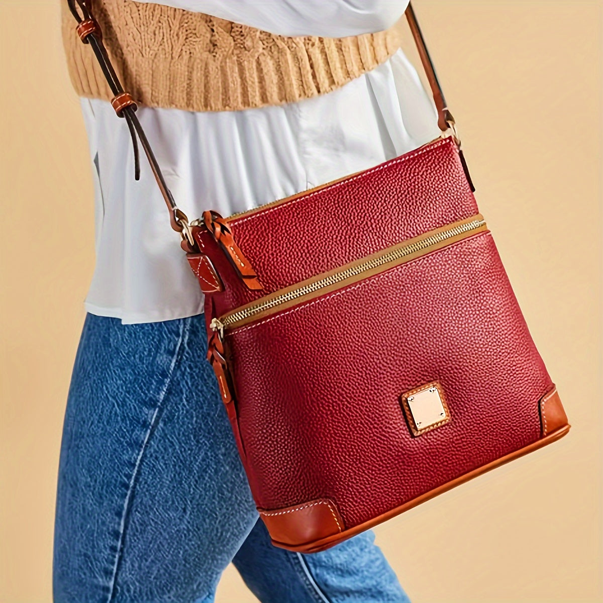 Retro Messenger Bag For Women, Simple Vegan Leather Purse, Classic Style Shoulder Bag