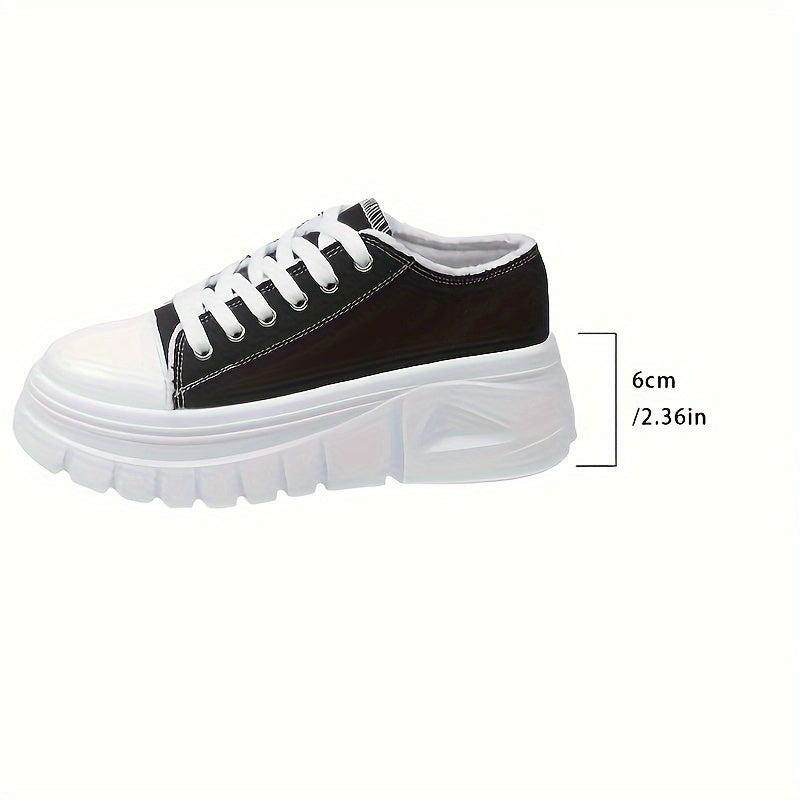 Women's Platform Sneakers, Casual Lace-up Fashion Canvas Shoes, All-Match Low Top Sports Shoes