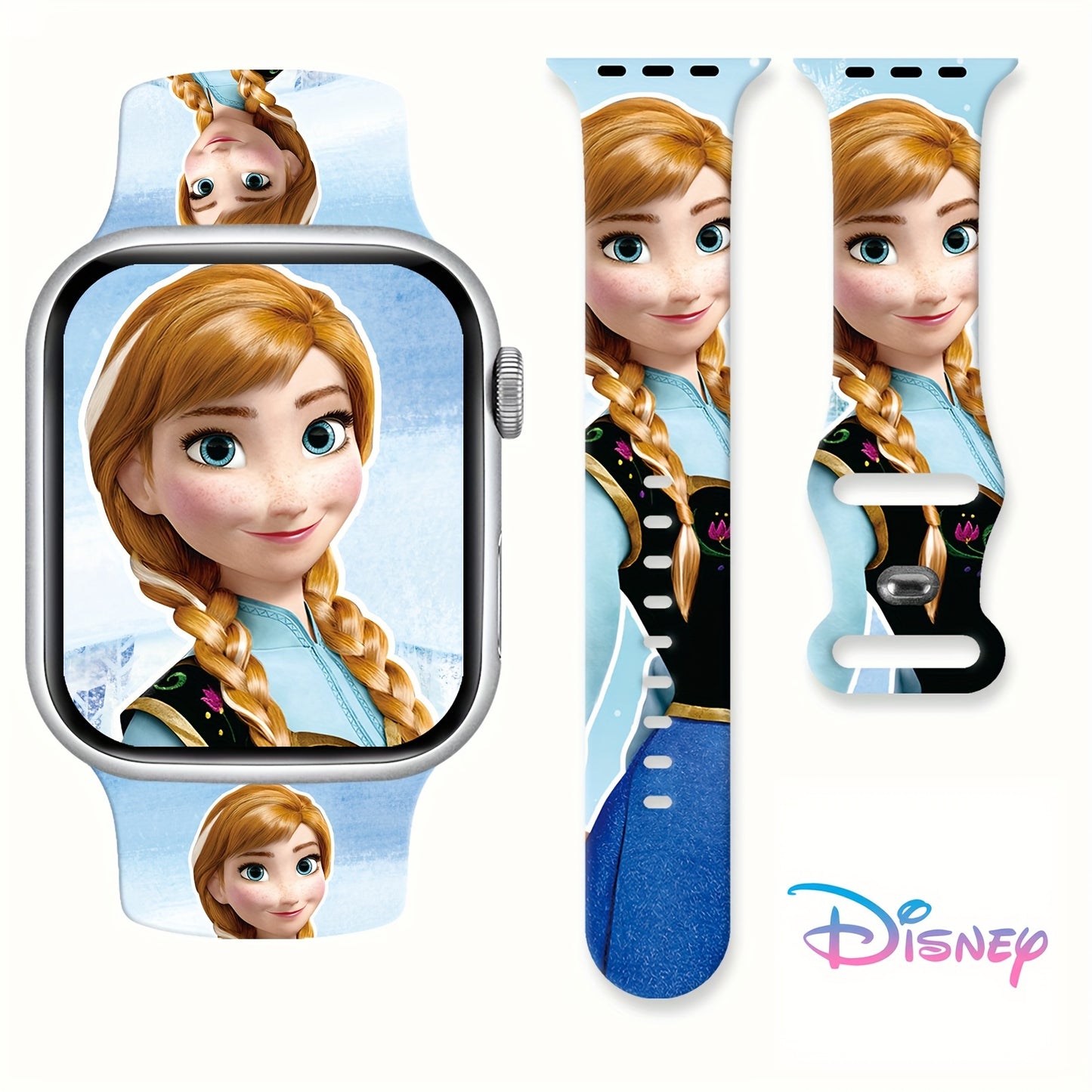 Disney Princess Elsa & Anna Themed Silicone Strap, Daily Casual Versatile Watch Band, Fashionable And Casual, Compatible With Apple Watch Series