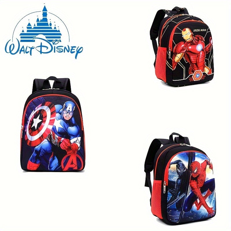 Disney Series Backpack, Captain America, Small Campus Backpack, Printed Zipper Travel Double Backpack