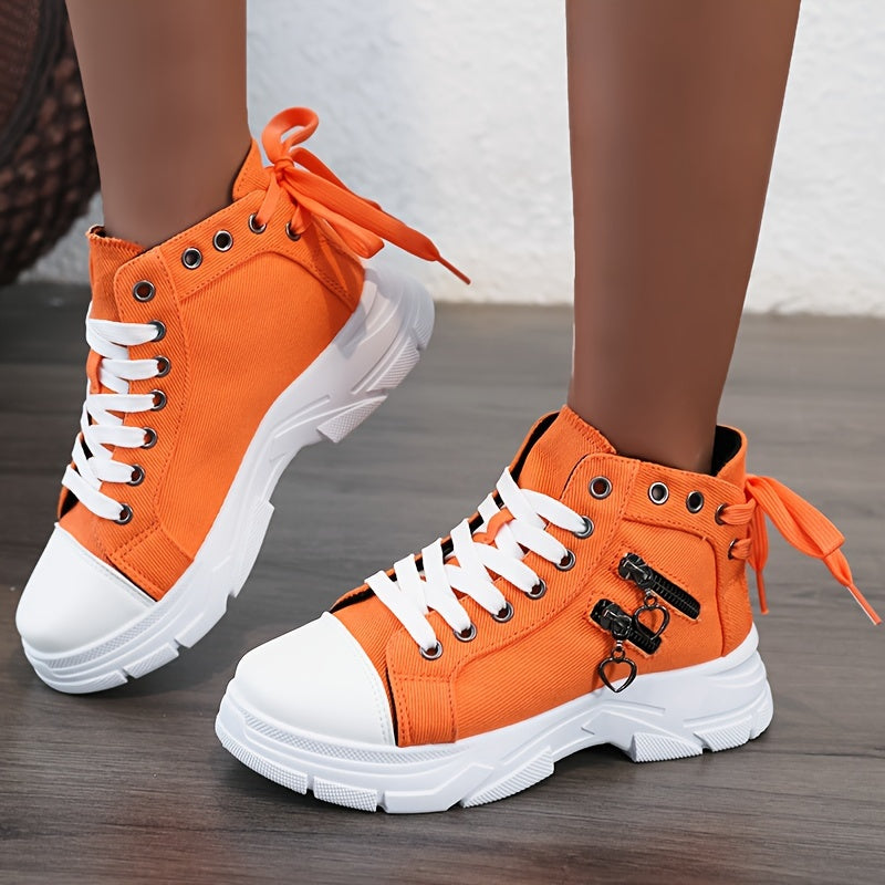 New Canvas High Top Women's Shoes, 2024 Spring Summer Breathable Thick Bottom Heightening Casual Shoes Canvas Shoes