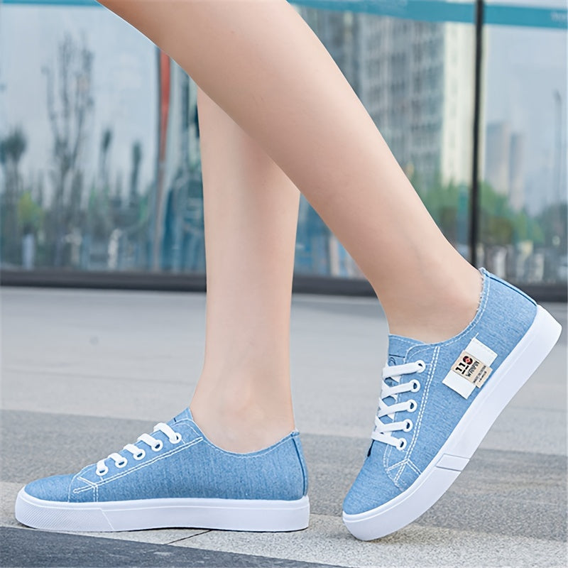 Women's Classic Canvas Shoes, Casual Lace Up Outdoor Shoes, Comfortable Low Top Sneakers