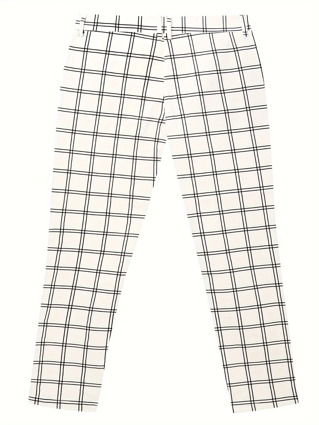 Men's Plaid Formal Dress Pants With Pockets, Slim Fit Trousers For Outdoor Activities, Daily Wear For Spring And Autumn