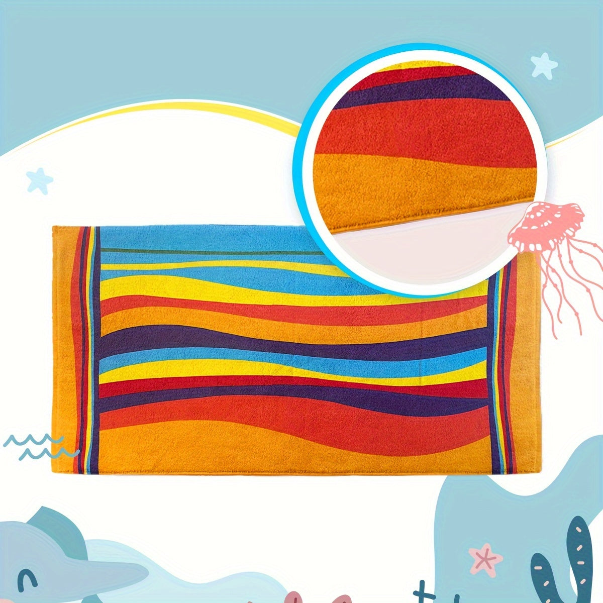 Extra Large Striped Beach Towel - Ultra-Soft Microfiber, Quick-Dry & Sand-Free, Perfect For Travel, Yoga, Camping & Swimming - Machine Washable