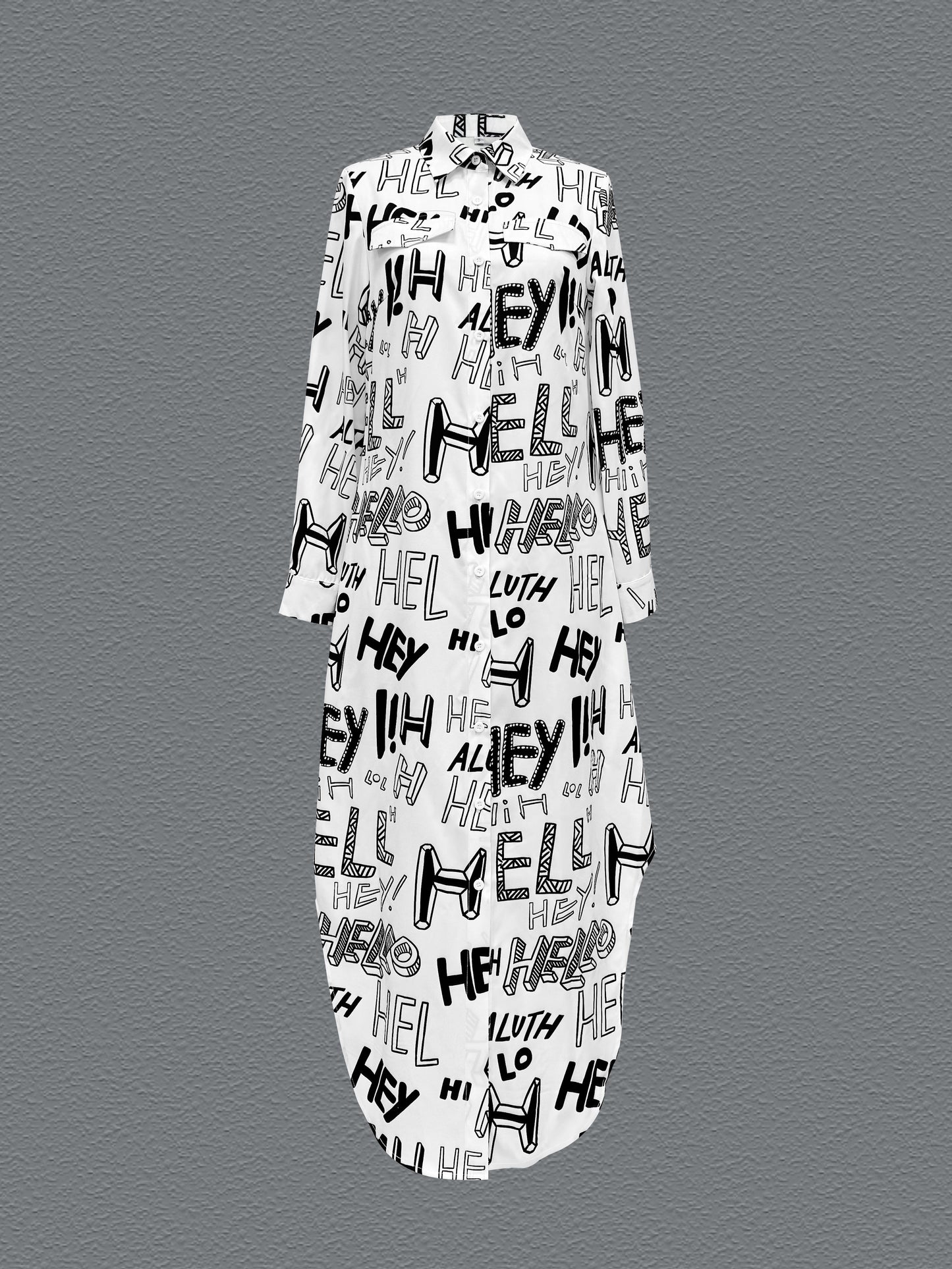 Plant Print Shirt Dress, Casual Button Front Collared Maxi Dress, Women's Clothing