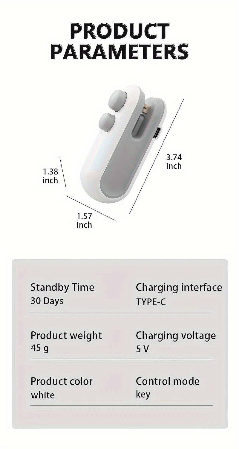 Mini SnacksBag Sealer, Rechargeable 2 in 1 Bag Heat Sealer with Cutter for Chip, Plastic Bag Re-sealer Keep Food Fresh, Small Sealing Machine with a Cutter Blade, Heat Vacuum Sealer, USB Rechargeable Sealer.