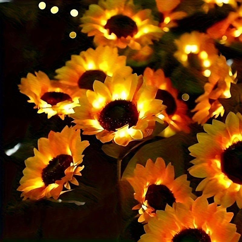 2 Packs Sunflower Solar Lights Outdoor Decor, With 3 LED Sunflower Yellow Flower Lights, Decorative For Patio Lawn Garden Yard Pathway Decoration