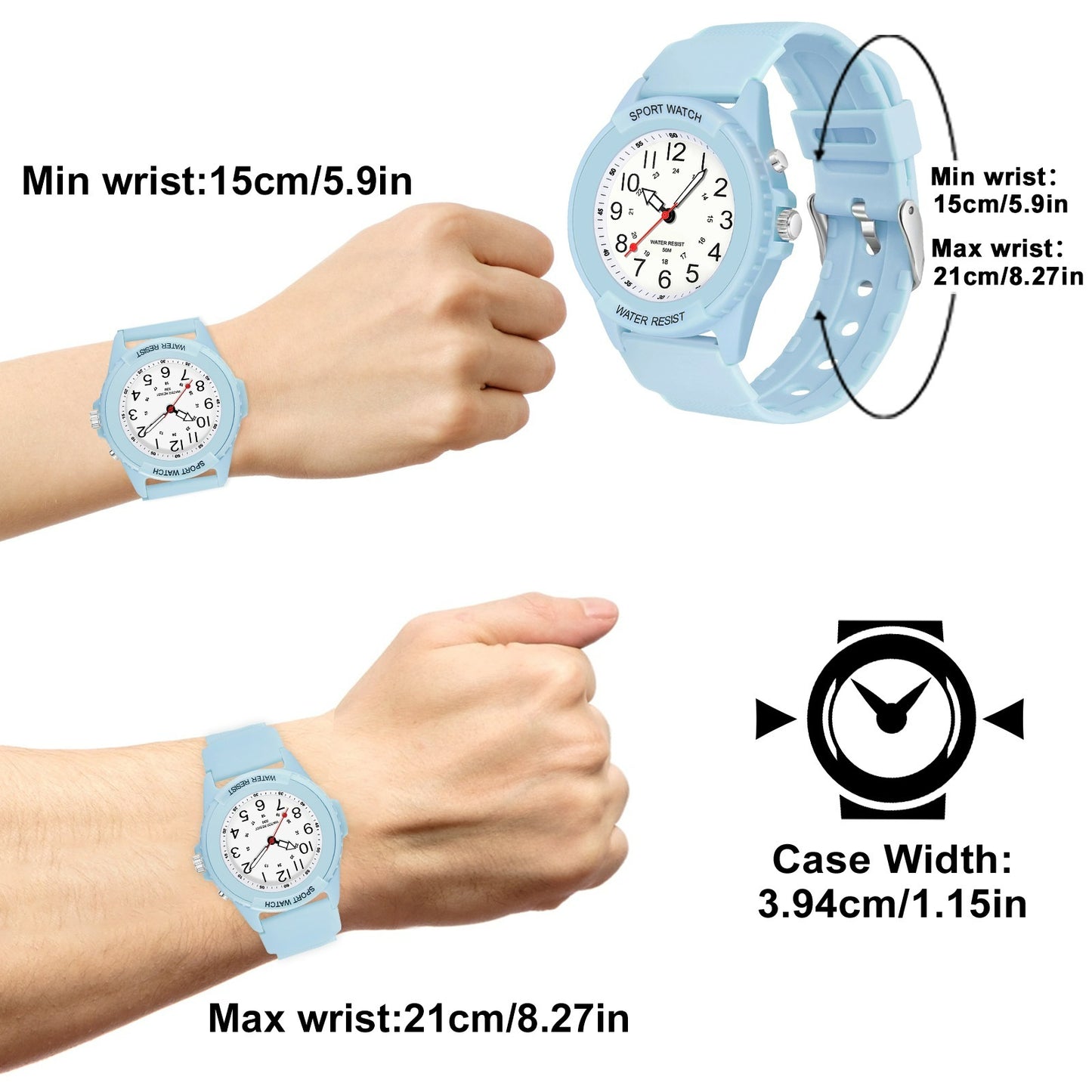 Waterproof Nurse Watch for Medical Professionals Women Men 24 Hour with Second Hand Night Light Military Time Easy to Read Dial Soft and Breathable Silicone Band