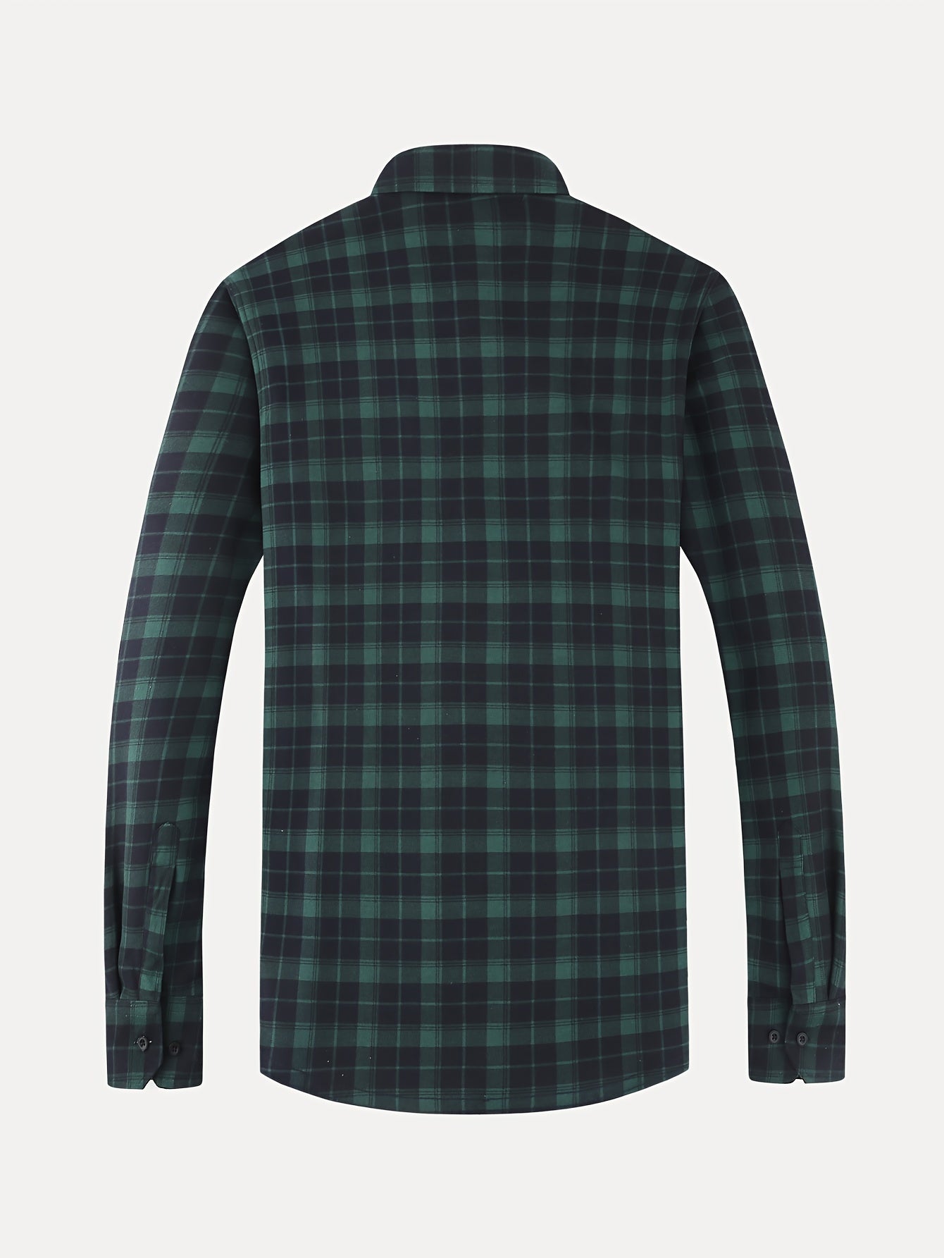 Men's Fleece-Lined Casual Plaid Shirt - Warm, Comfortable & Wrinkle-Resistant for Fall/Winter | Long Sleeve, Slim Fit with Button-Up Front, Polyester Blend, Non-Sheer - Stylish Men's Autumn & Winter Wear