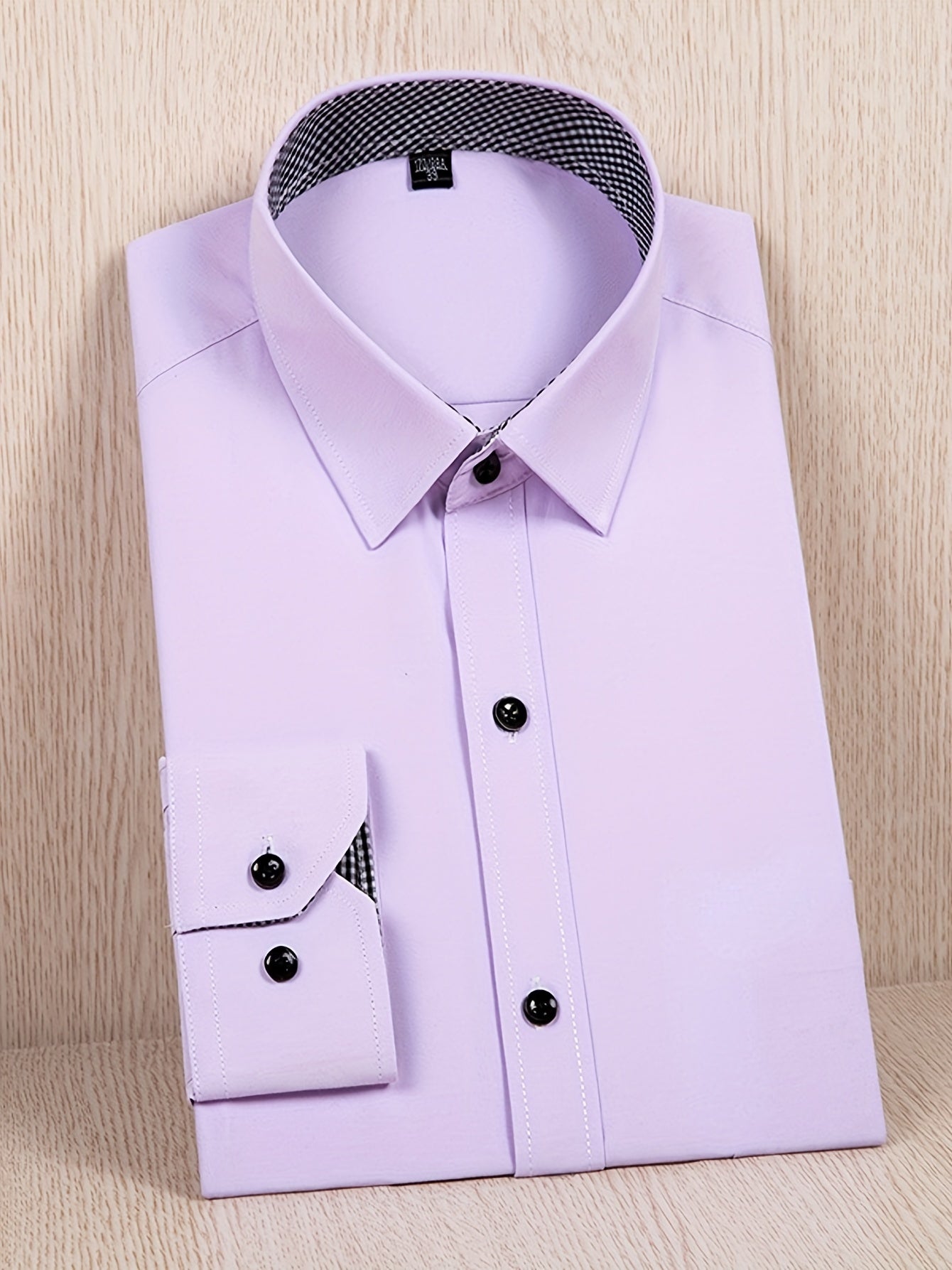 Men's Casual Button Up Lapel Collar Shirt In Solid Color, Men's Classic Long Sleeve Shirt For Office And Business