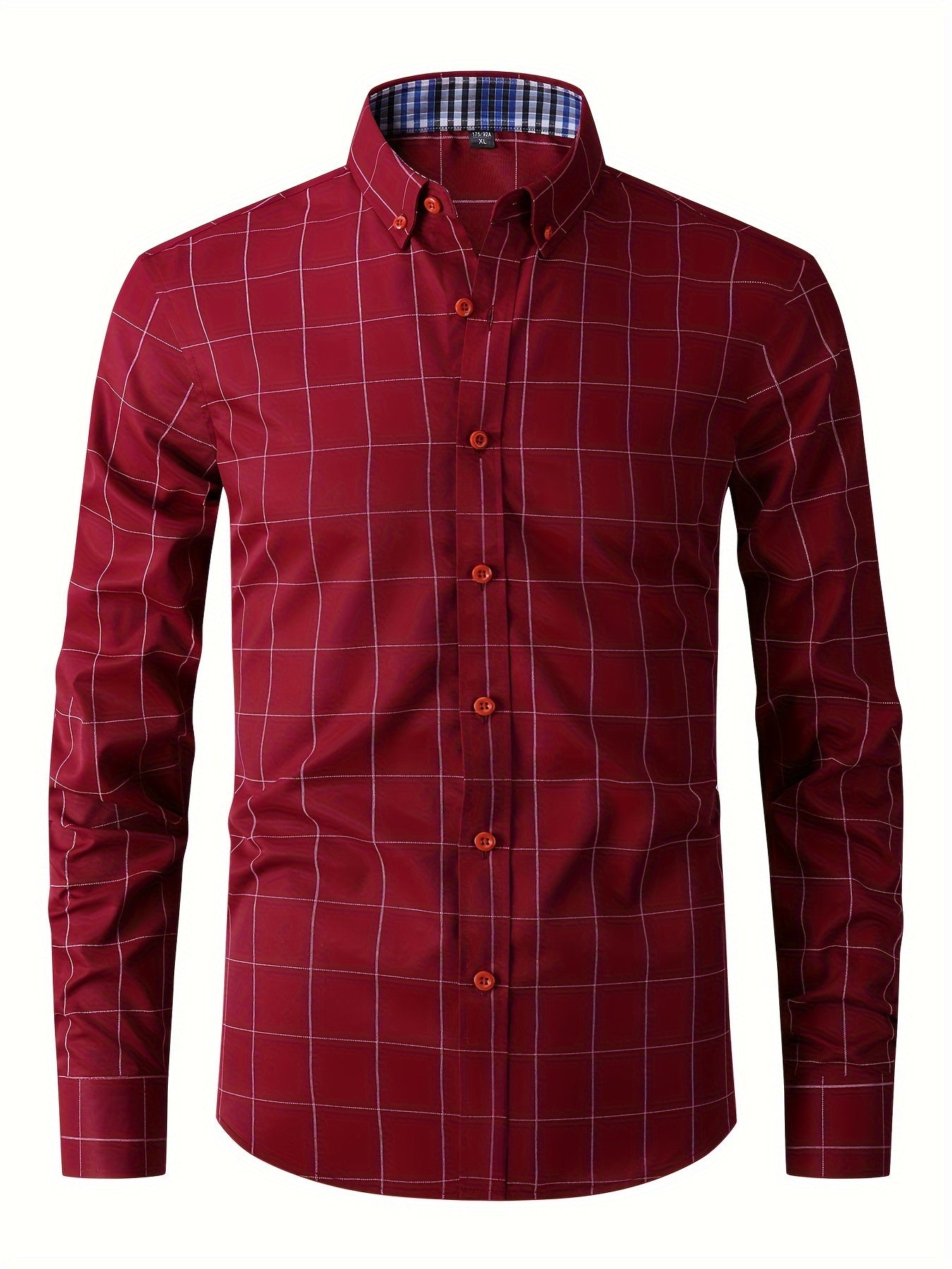 Men's Plaid Design Dress Shirts, Long Sleeve Casual Button Down Shirt For Formal Occasions