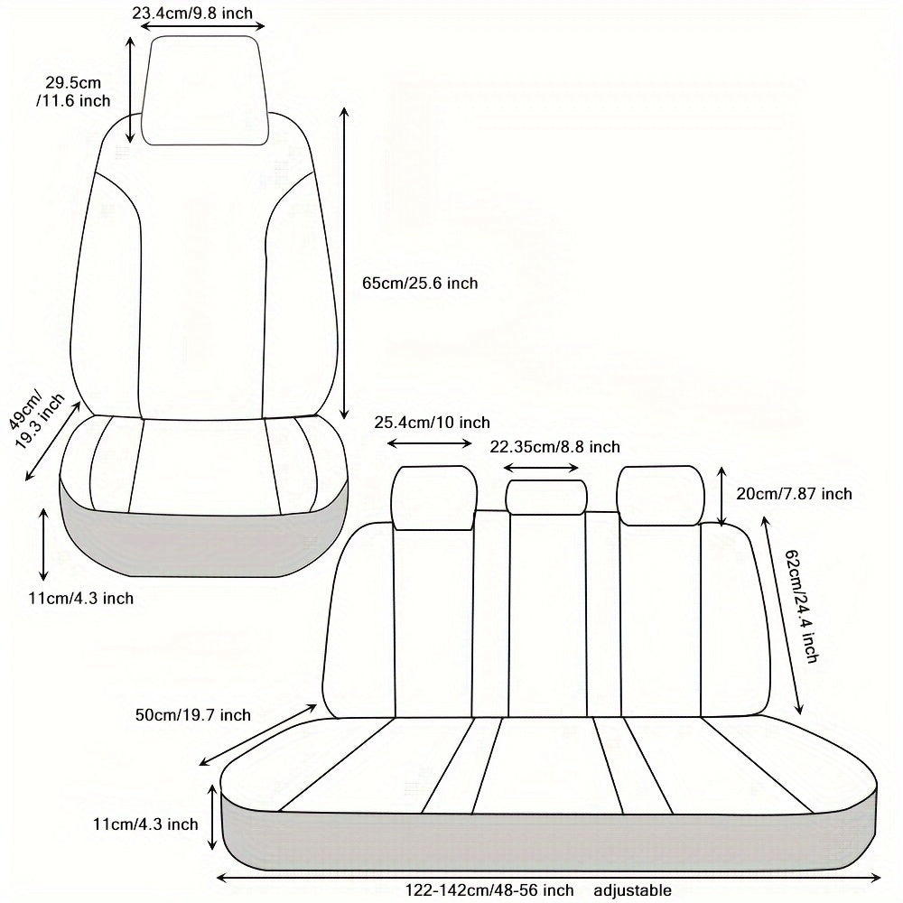 Car Standard Seat Covers 5 Seats Front And Rear Seat Covers Wear Resistant Cushions Red