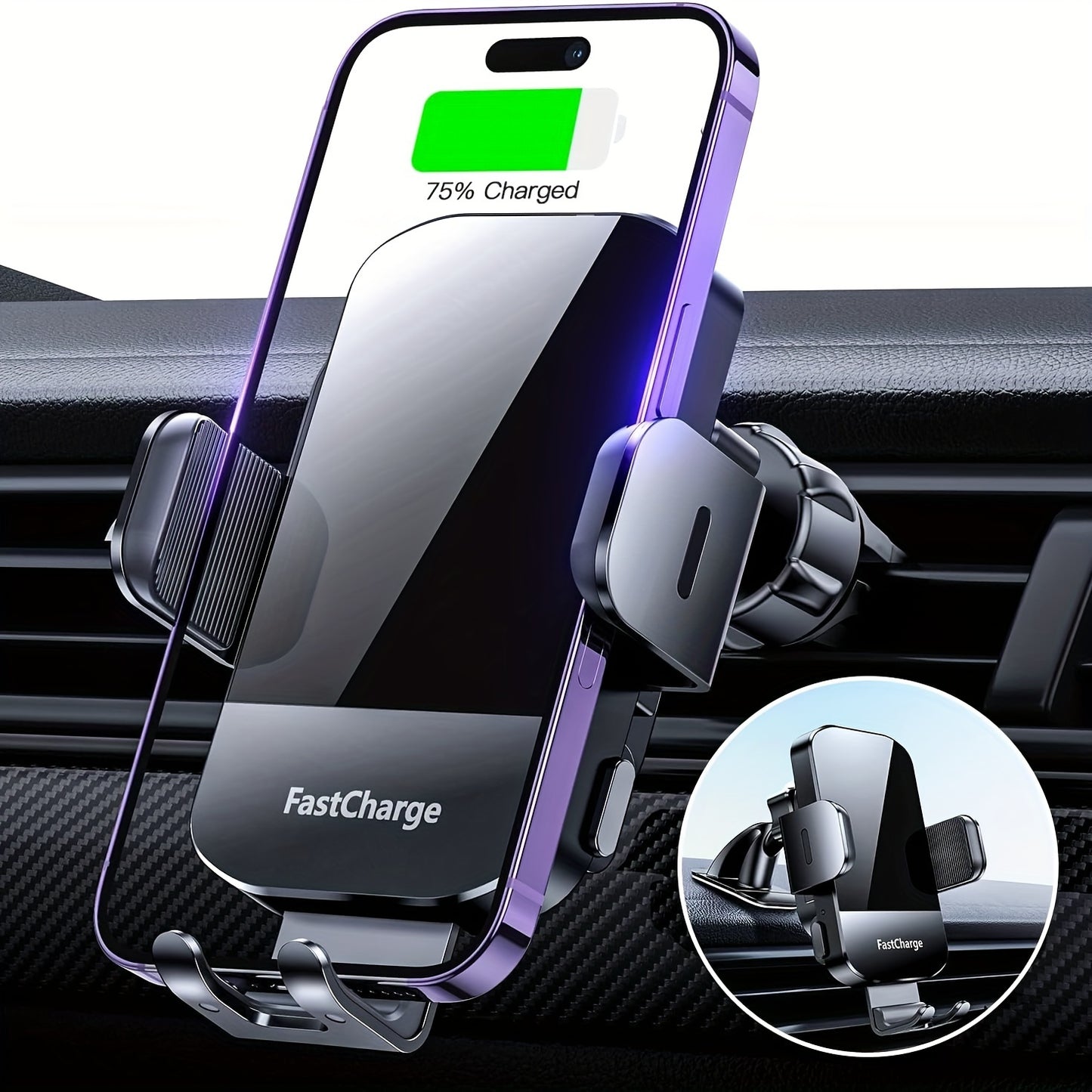 Wireless Car Charger, 15W Fast Charging Auto Clamping Car Charger Phone Mount Phone Holder Fit For IPhone 14/13/12/11 Pro/Max/Xs, For Samsung Galaxy S23