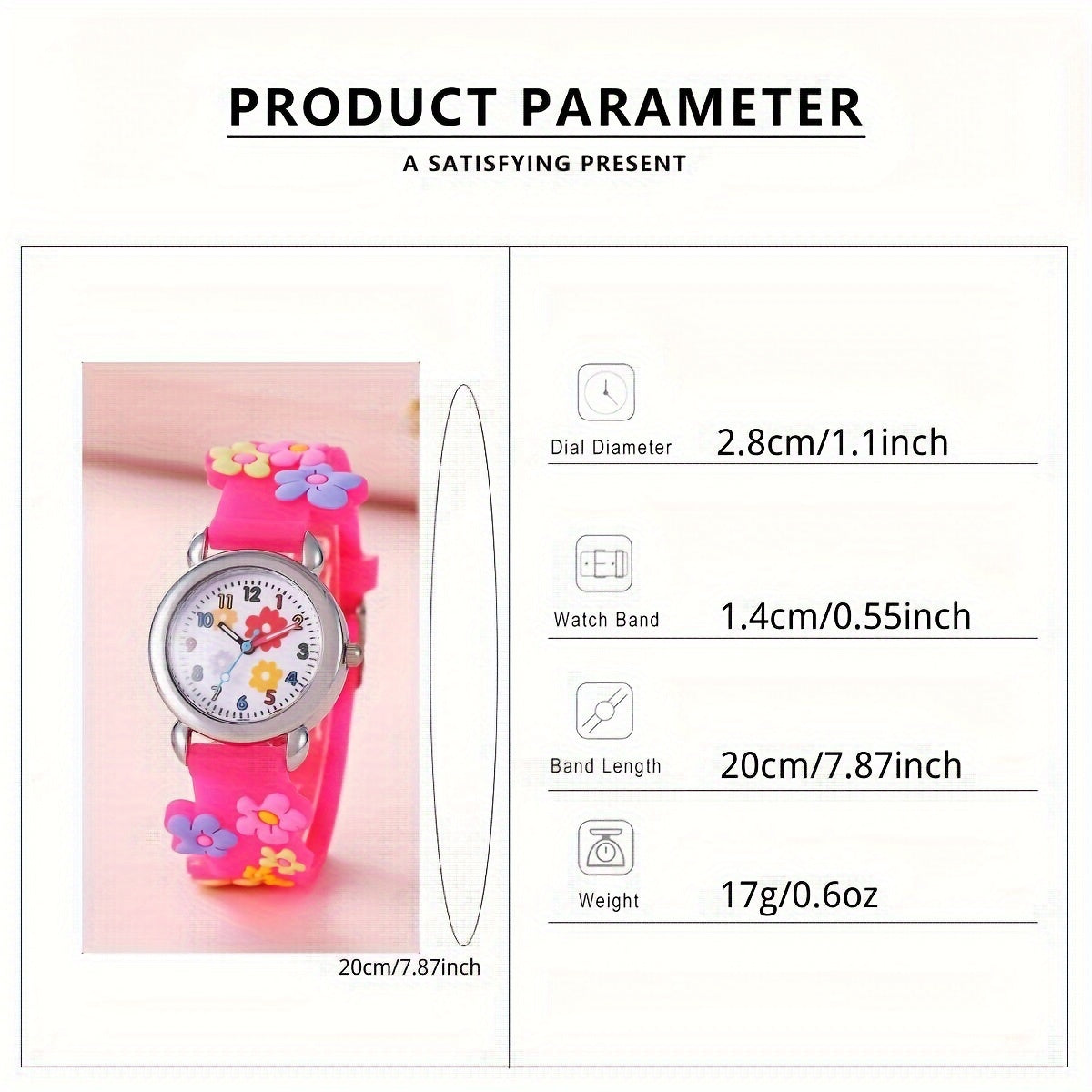 Children's Plastic Cartoon Flower Pattern Watch