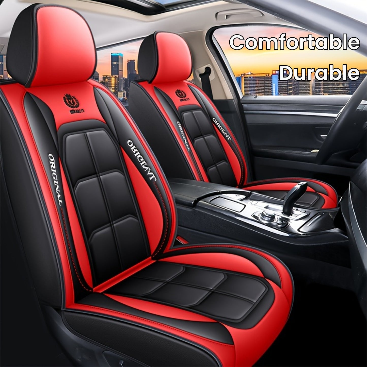 Luxury Faux Leather Car Seat Cover for Front Seat - Fit for Sedans, SUVs & Pickup Trucks - Durable, Comfortable & Stylish Vehicle Accessory