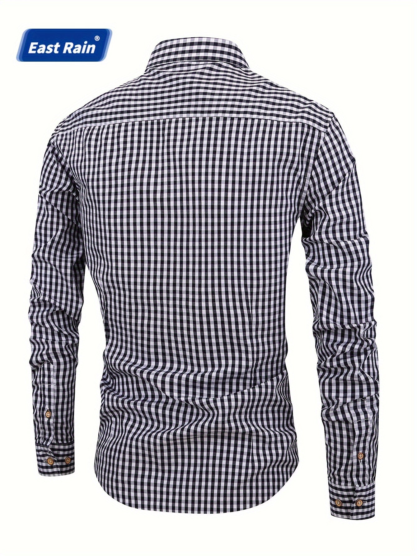 Men's 100% Cotton Checkered Print Shirt, Casual Lapel Button Down Long Sleeve Shirt For Spring Fall