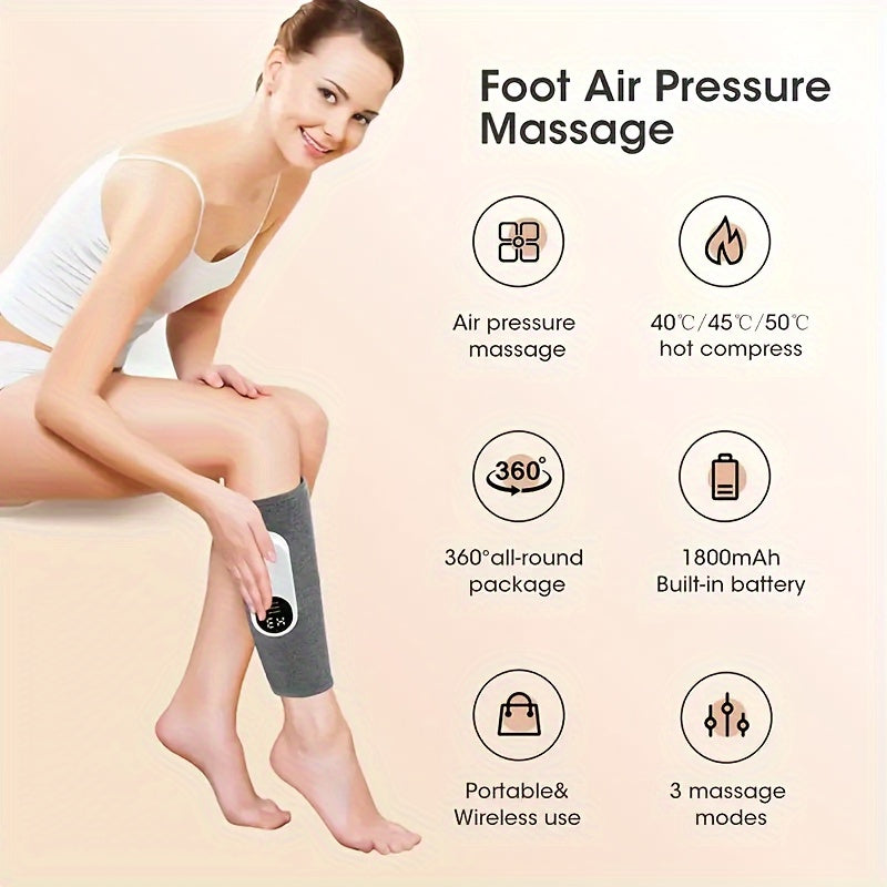 1pcs/2pcs leg massager for circular calf press, air compression massager, leg massager with heat, 3 intensities, 3 heat levels, easy to use, for feet, legs, thighs and knees, cordless leg massager.