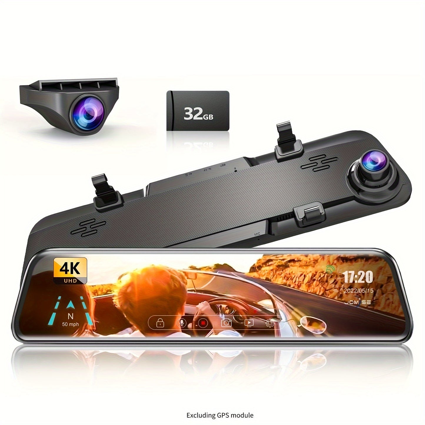 4K Mirror Dash Cam 12", Rearview Mirror Camera For Car & Trucks, 2160P Full HD, Waterproof Backup WDR Camera, Night Vision, Parking Assistance