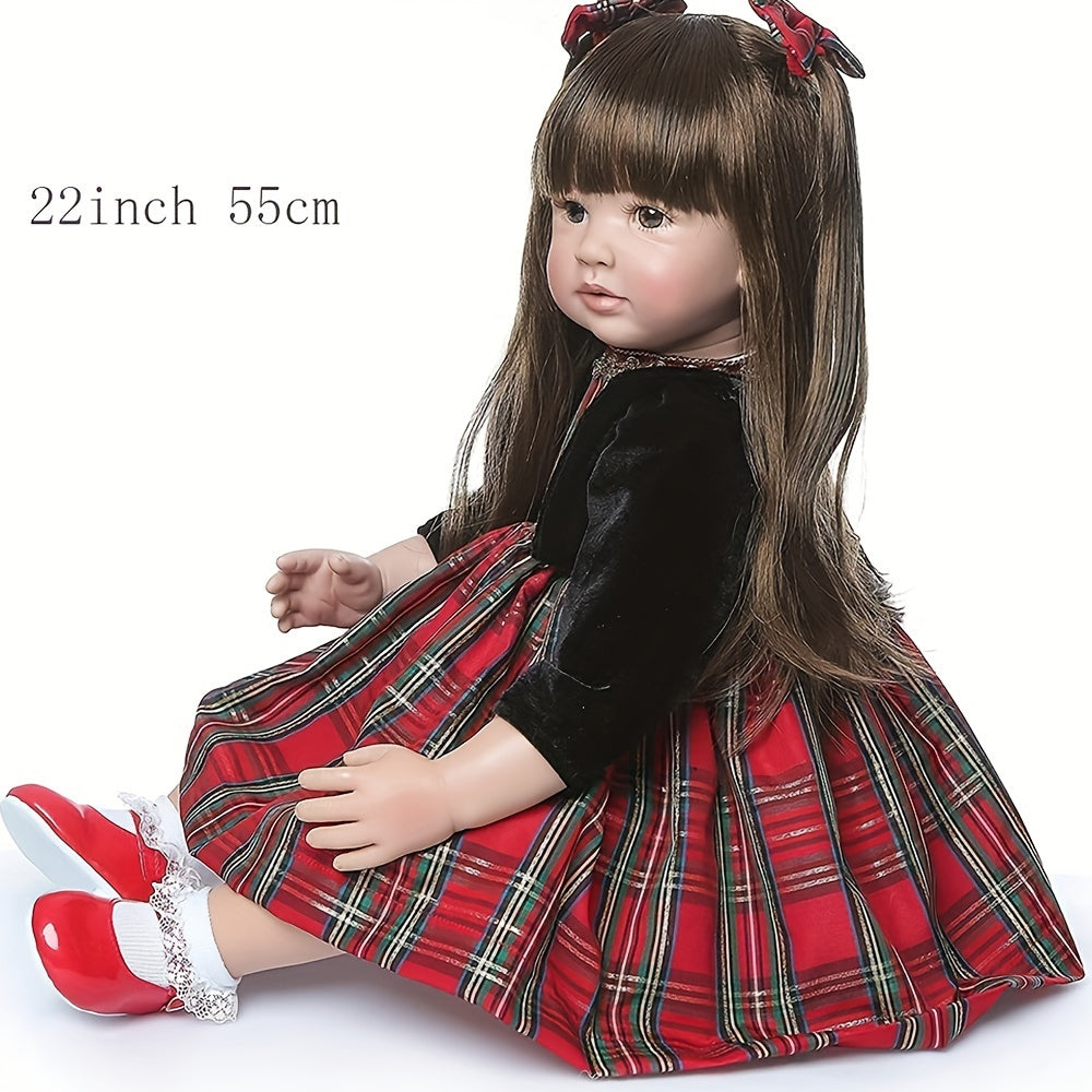 22 In/55cm Reborn Doll, Full Silicone Lifelike Reborn Doll, Straight Legs Reborn Doll