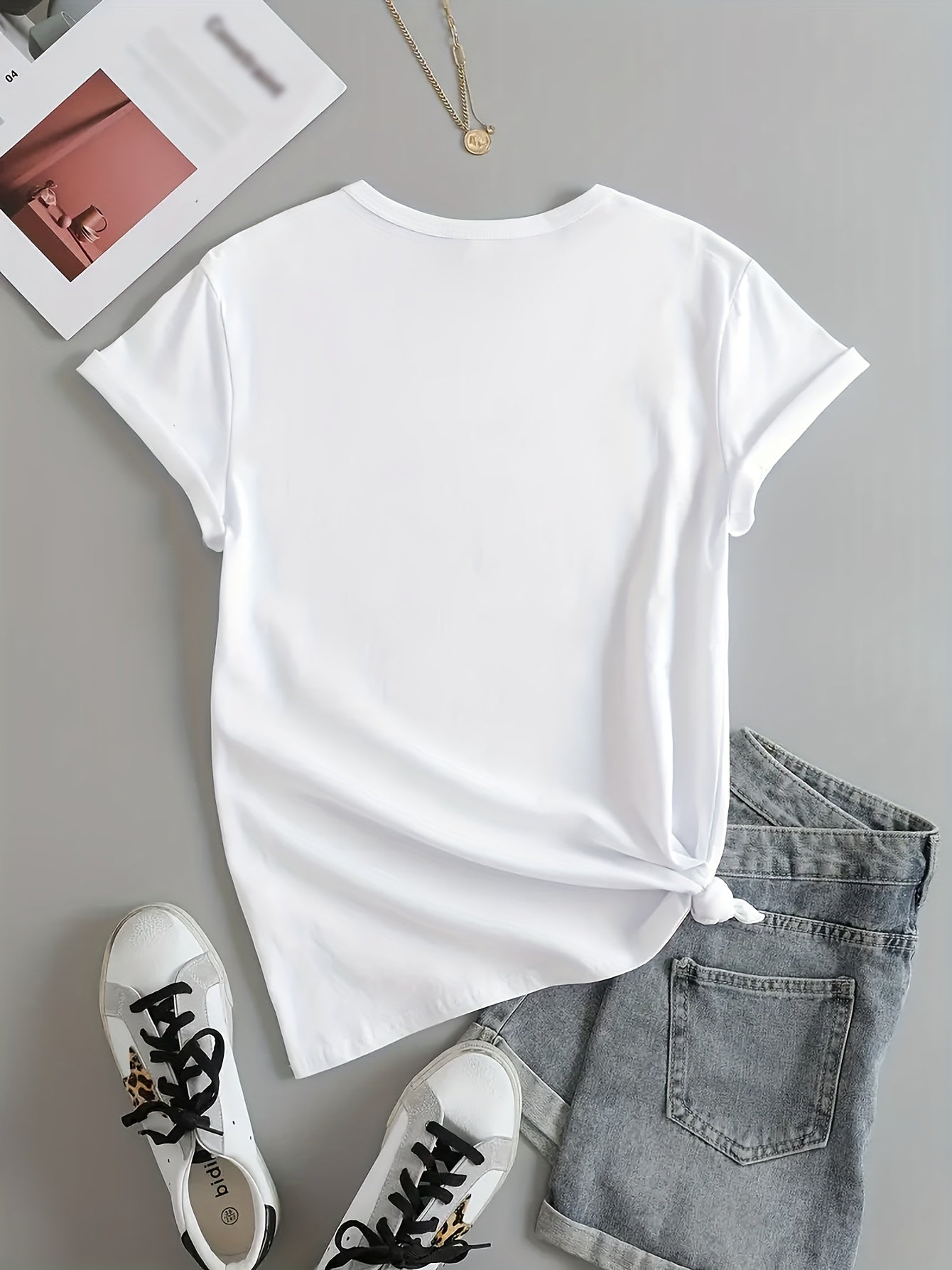 Cute Dog Print T-shirt, Short Sleeve Crew Neck Casual Top For Summer & Spring, Women's Clothing