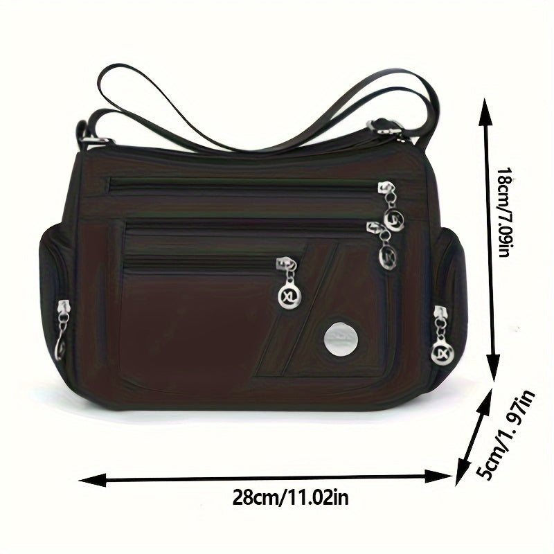 Chic Waterproof Nylon Crossbody Bag for Women - Versatile Multi-Layer Shoulder Purse with Zip Closure, Perfect for Travel & Everyday Use