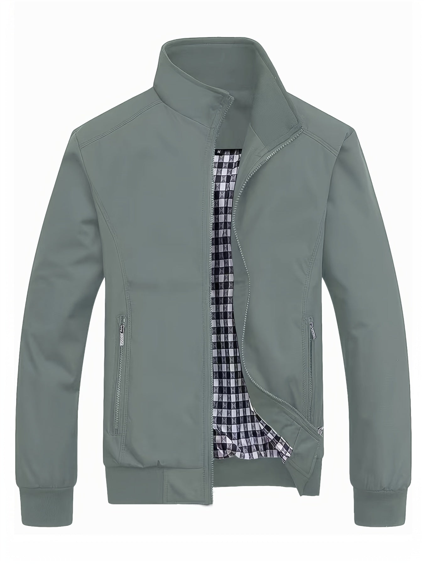 Solid Stand Collar Jacket For Men, Fashion Casual Zip-up Jacket For Spring Fall