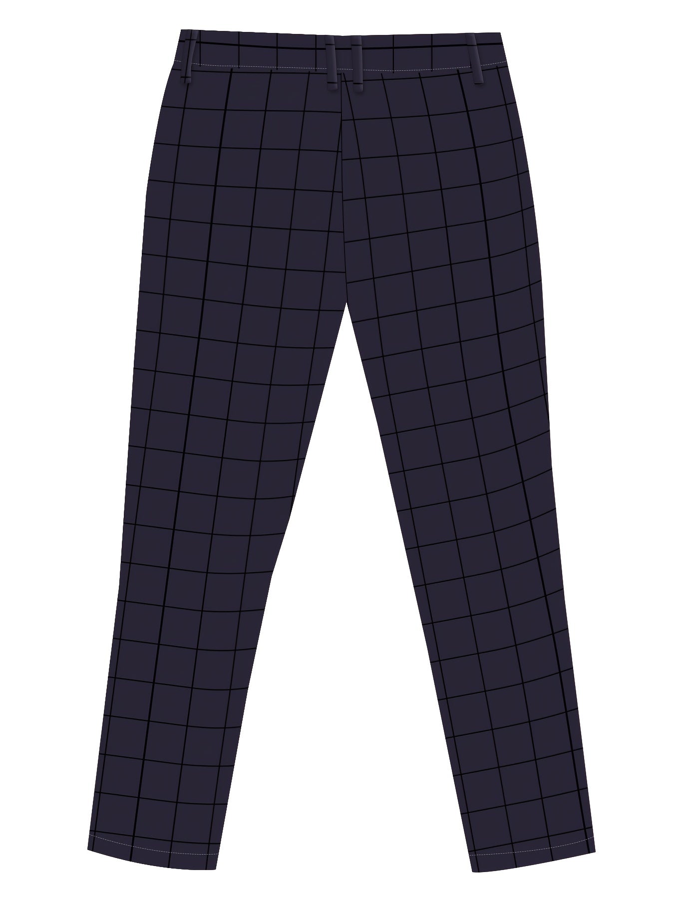 Classic Design Plaid Pattern Slim Fit Mid Stretch And Cuffed Pants For Men, Business Fashion Bottoms For Formal Occasions