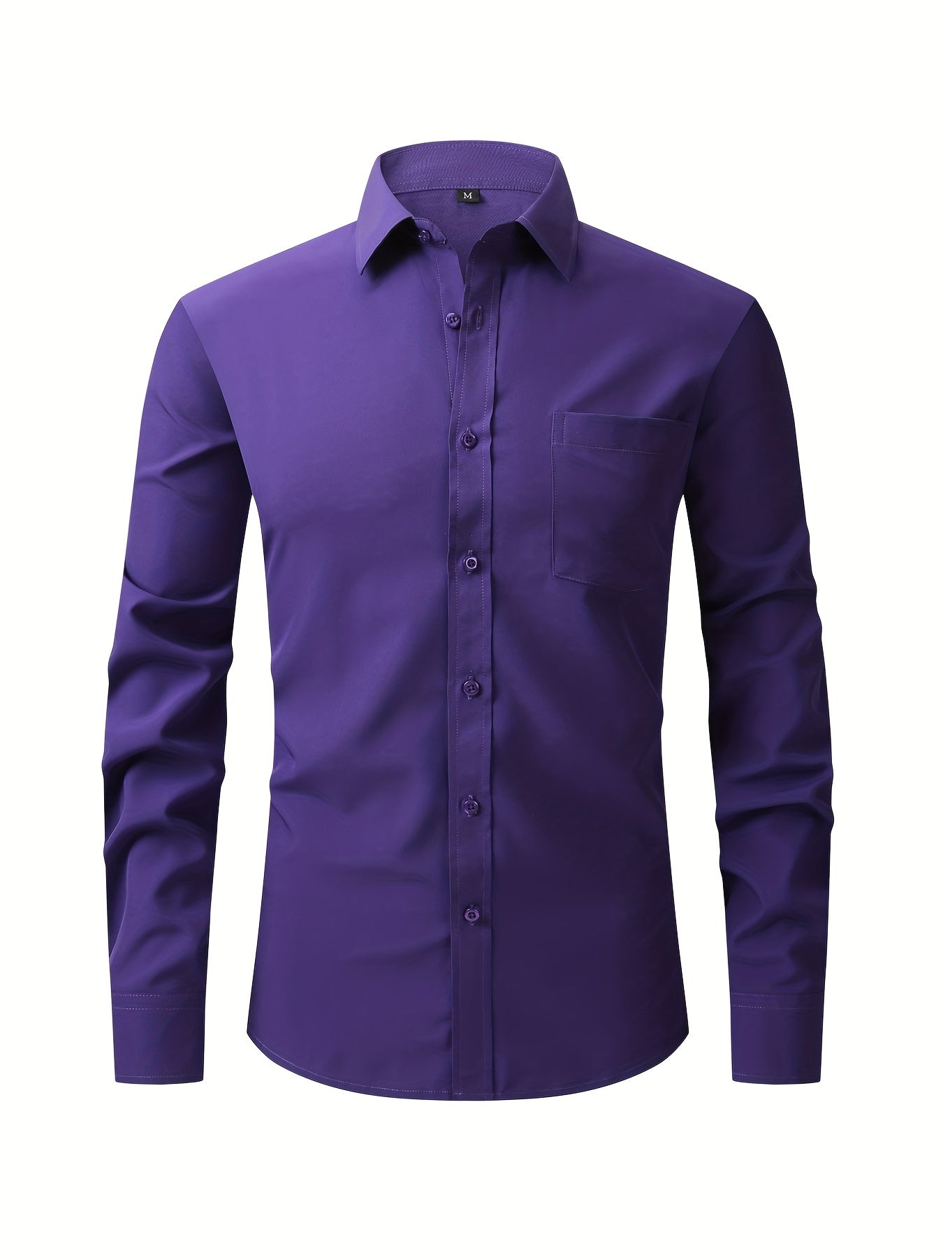 Men's Formal Classic Design Button Up Shirt With Chest Pocket, Male Clothes For Spring And Fall Business Occasion