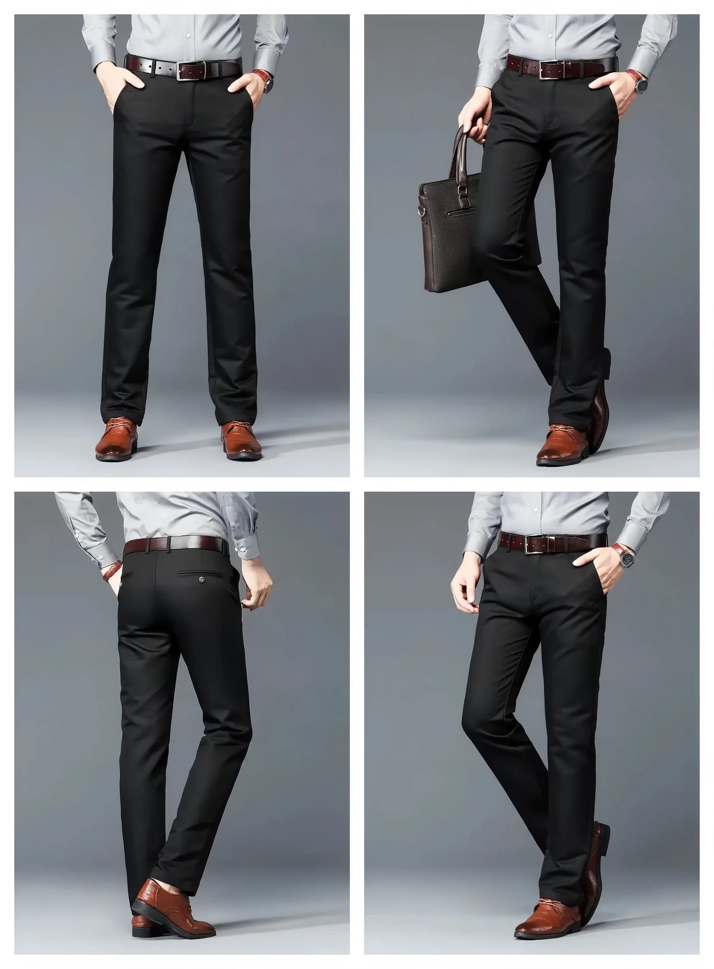 Solid Dress Pants For Men, Lightweight And Comfy Regular Fit And Cuffed Pants For All Seasons Business And Casual Wear