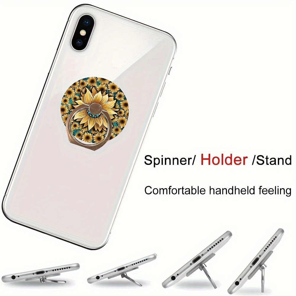 1pc Floral Sunflower Design Cell Phone Ring Holder Stand, cool Design Lightweight And Convenient 360-Degree Rotation Universal Smartphone Round Ring Holder, Compatible With Smartphones And Tablets