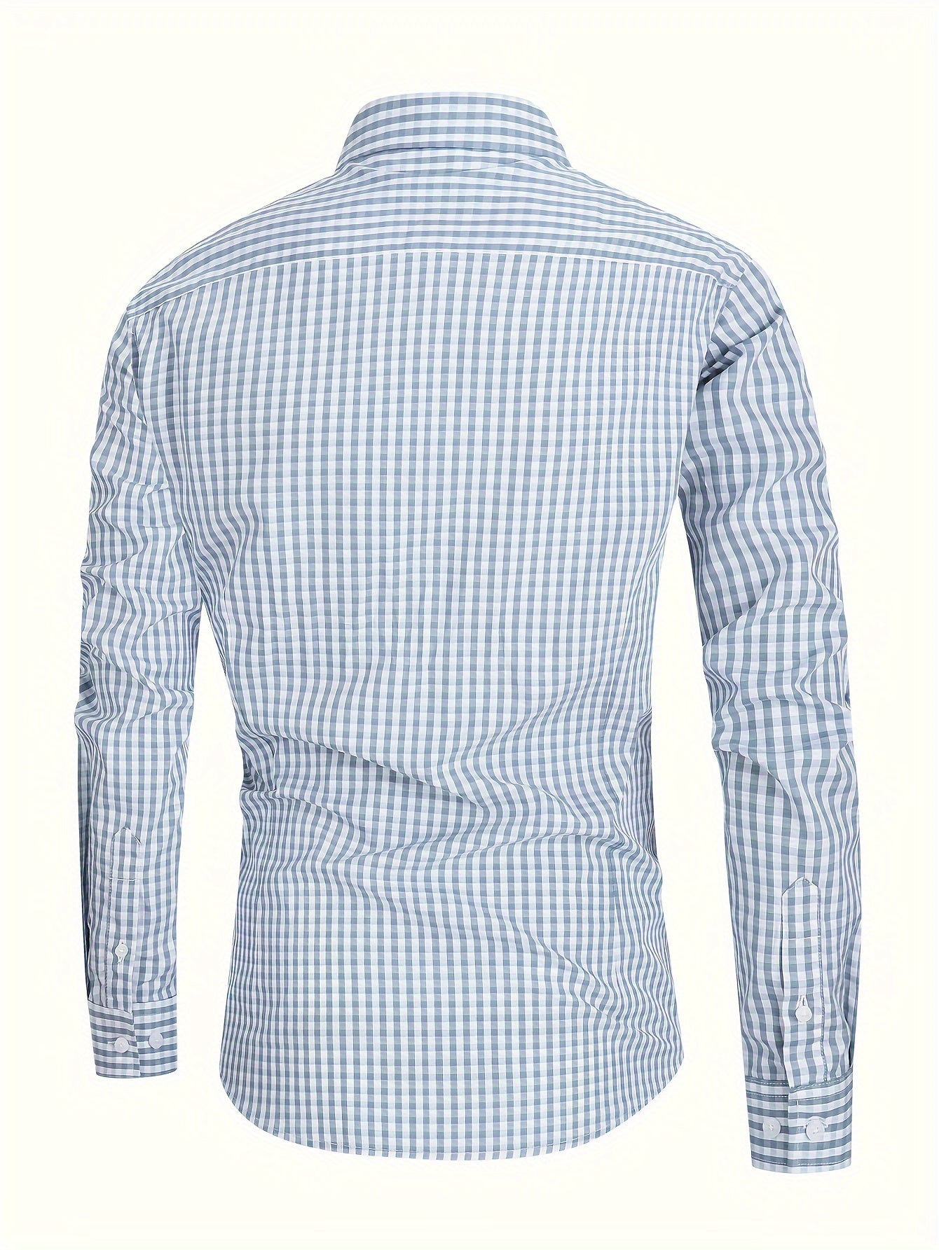 Men's 100% Cotton Checkered Print Shirt, Casual Lapel Button Down Long Sleeve Shirt For Spring Fall