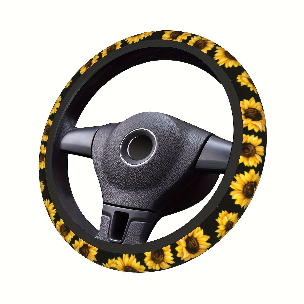 1pc Sunflower Pattern Car Steering Wheel Cover - Universal 38.1 Cm Anti-Slip Car Steering Wheel Protector Cover, Car Interior Accessories