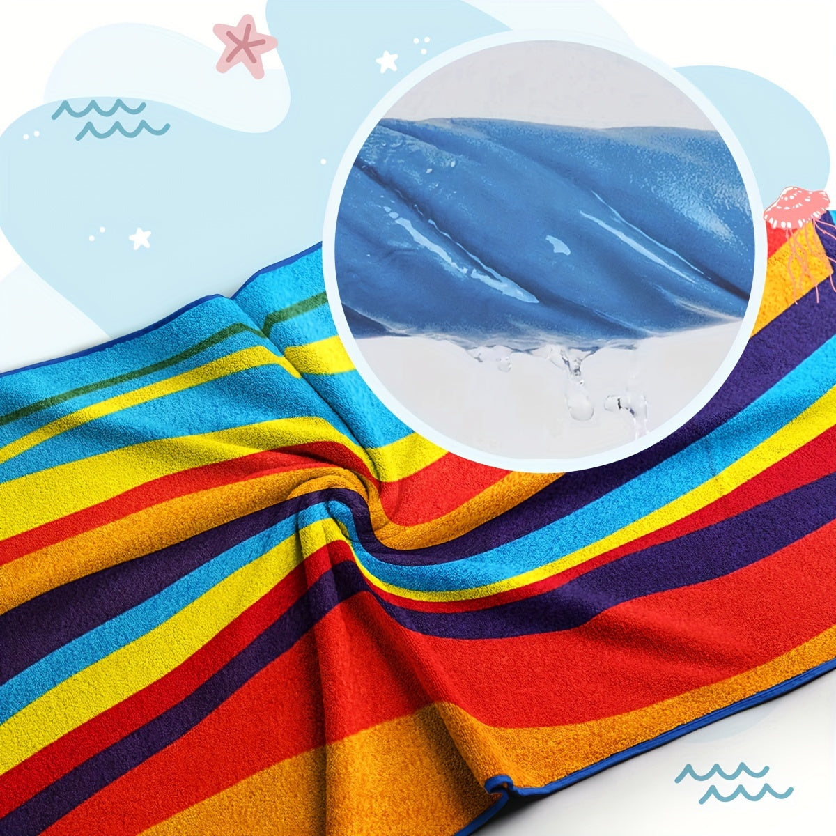 Extra Large Striped Beach Towel - Ultra-Soft Microfiber, Quick-Dry & Sand-Free, Perfect For Travel, Yoga, Camping & Swimming - Machine Washable