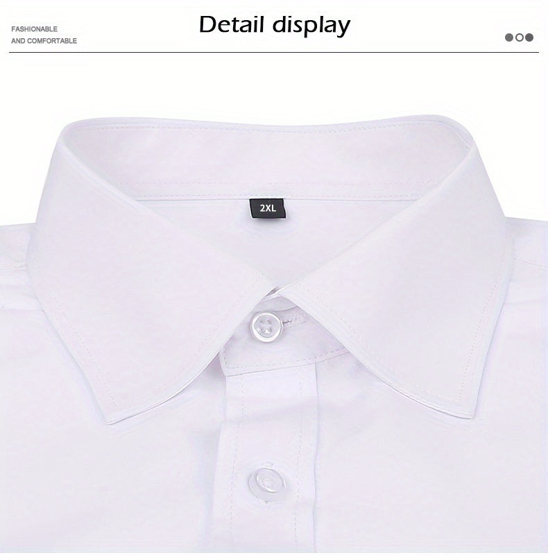 Men's Formal Classic Design Button Up Shirt With Chest Pocket, Male Clothes For Spring And Fall Business Occasion