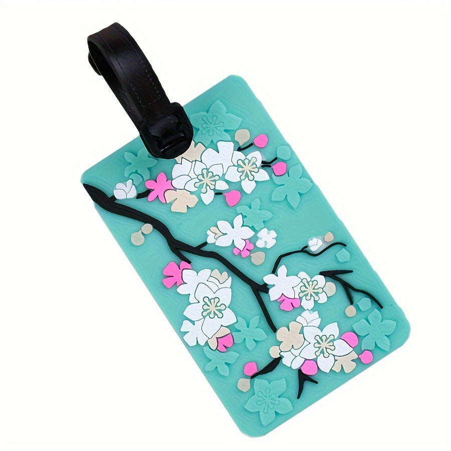 1 Pc, Plum Blossom Design, PVC Soft Luggage Tag, Bus Pass Card Holder