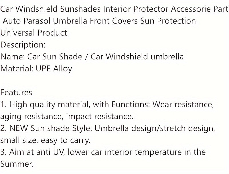 Premium Foldable Car Windshield Sunshade - Ultra-Portable & Effective Sun Protection - Blocks UV Rays, Keeps Interior Cool - Perfect for Travel!