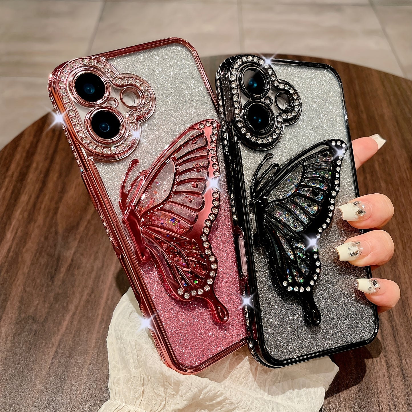 New Rhinestone Glitter Diamond Butterfly Mobile Phone Case Suitable For Apple Phone16 15 Plus Pro Promax