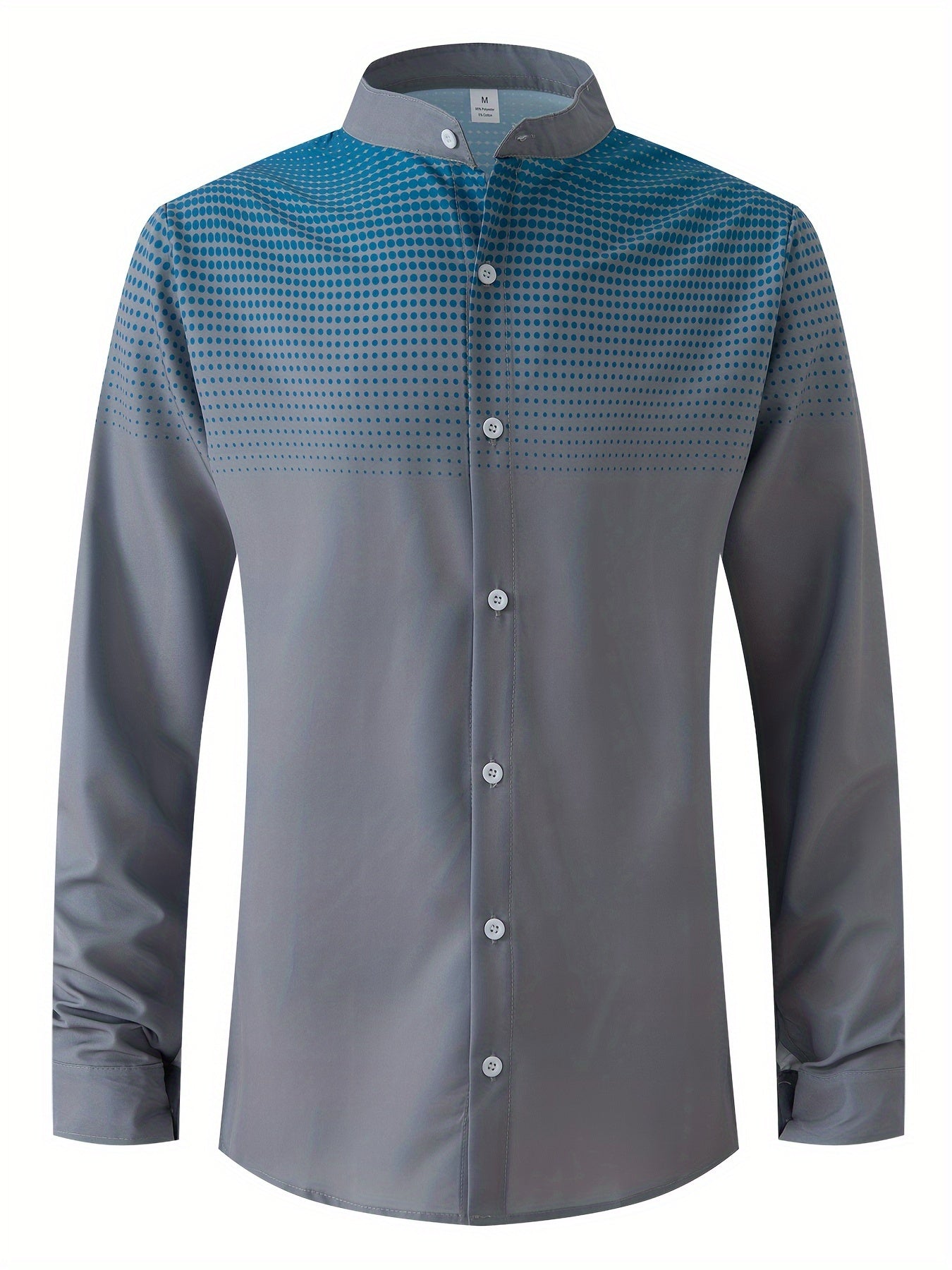 Men's Gradient Color Dots Print Long Sleeve Shirt For Spring And Fall, Casual Comfy Shirt As Gift