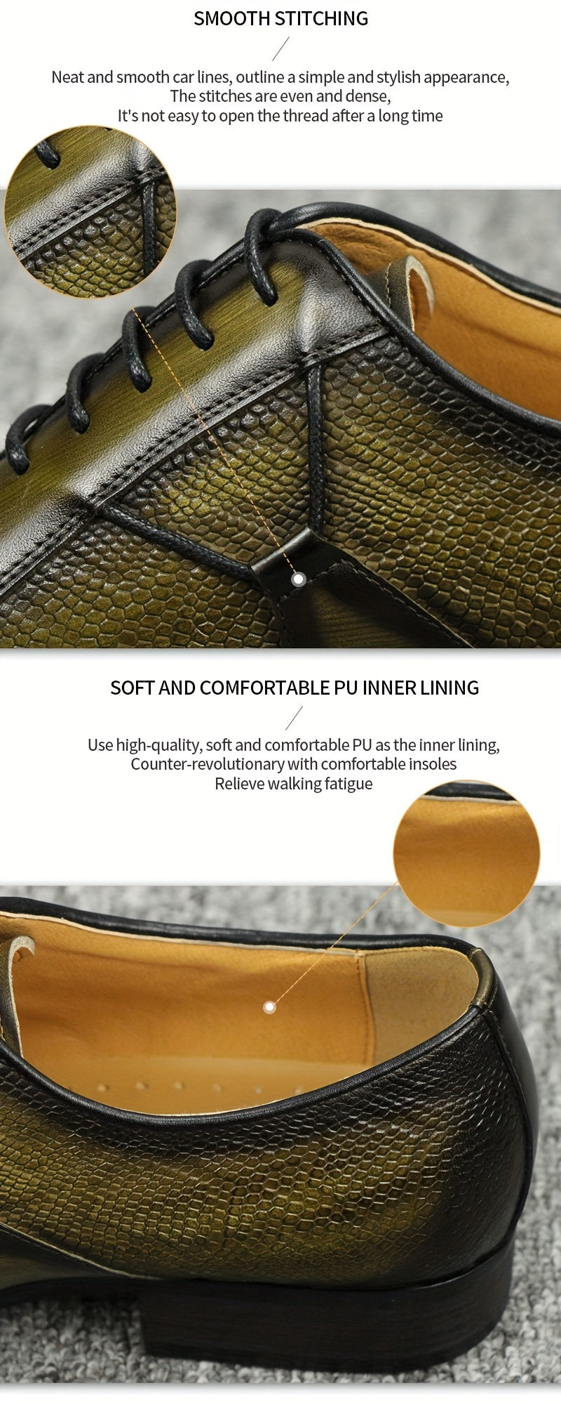 Men's Business Style Solid Color Top Grain Cow Leather Upper Oxford Shoes, Comfy Non Slip Lace Up Rubber Sole Durable Formal Shoes, Men's Footwear